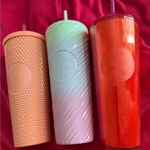 Starbucks Coral, Mint, Scarlet Colored Tumblrs